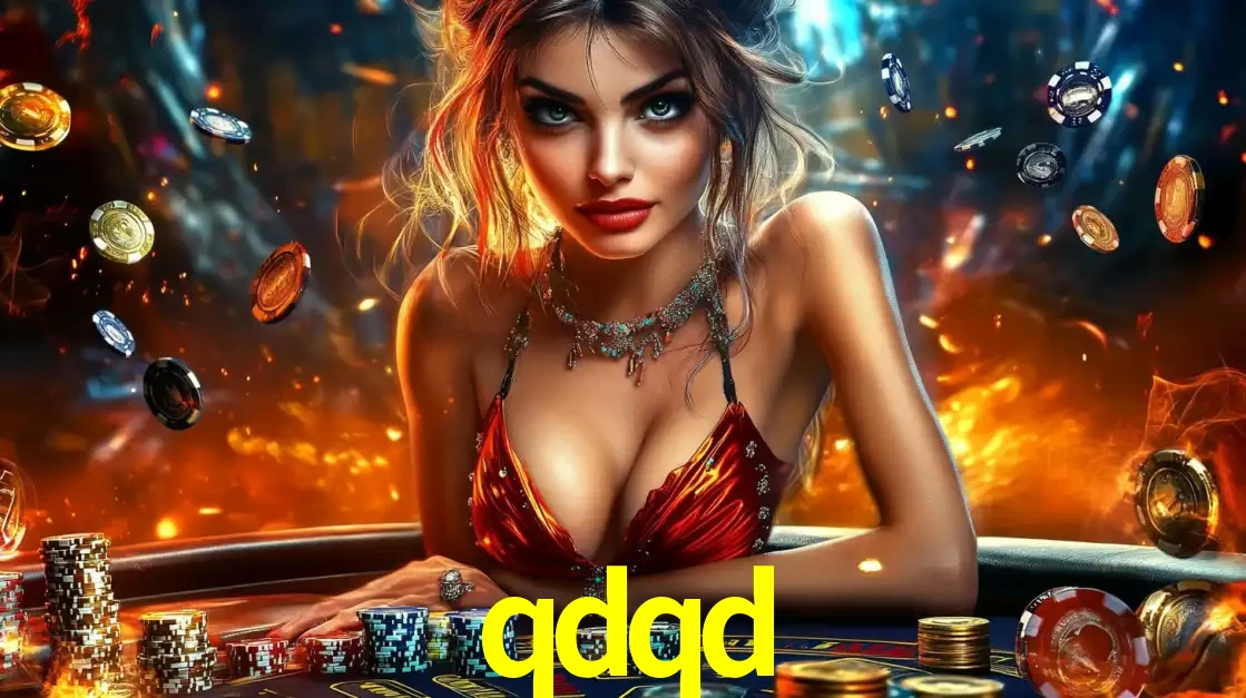 Mulher em uma mesa de cassino com pilhas de fichas e um fundo de fogo, pronta para uma rodada de altas apostas nos jogos de mesa emocionantes do cassino qdqd.